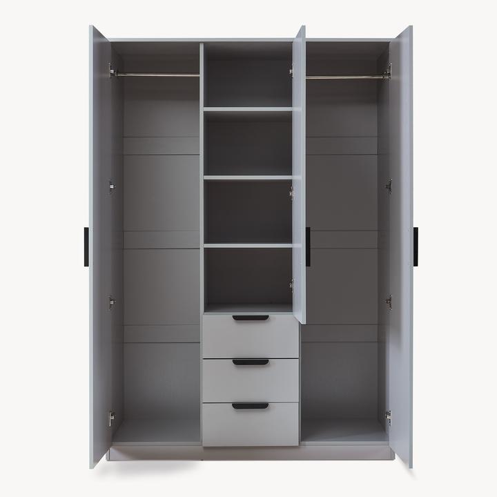 Produktbild En.Casa Kleiderschrank Eiselfing 176x120x52 cm 3 Schubladen Grau