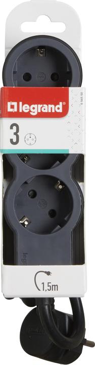 Actual product image Legrand Flat socket strip 3x socket, 1.5 metre cable Black 694550 (3 x, CEE 32/5, 1.50 m)