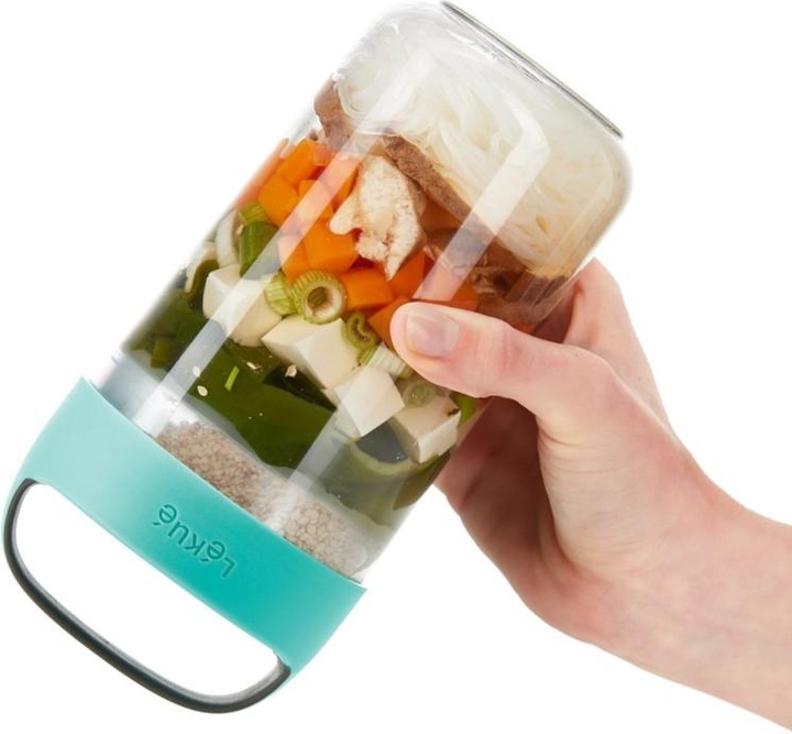 Actual product image Lékué Jar To Go turquoise, large 60 cl, Ø9.2 cm H 18.8 cm