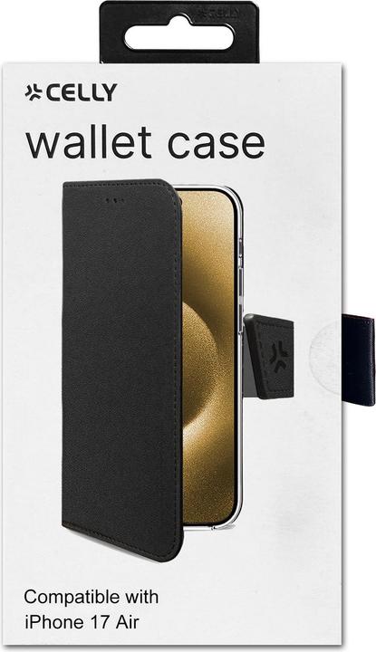 Actual product image Celly Faux leather wallet cover black for (Apple iPhone Air)