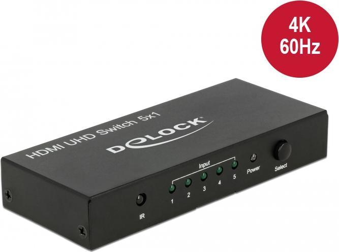 Image du produit Delock Commutateur HDMI à 5 ports, activement amplifié