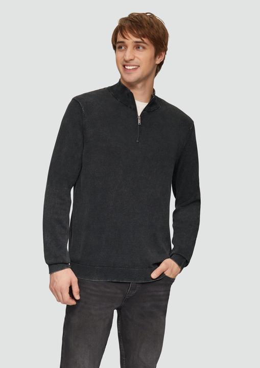 Produktbild S.Oliver Strickpullover Gewaschener Baumwollpullover mit Reissverschlusskragen (S)