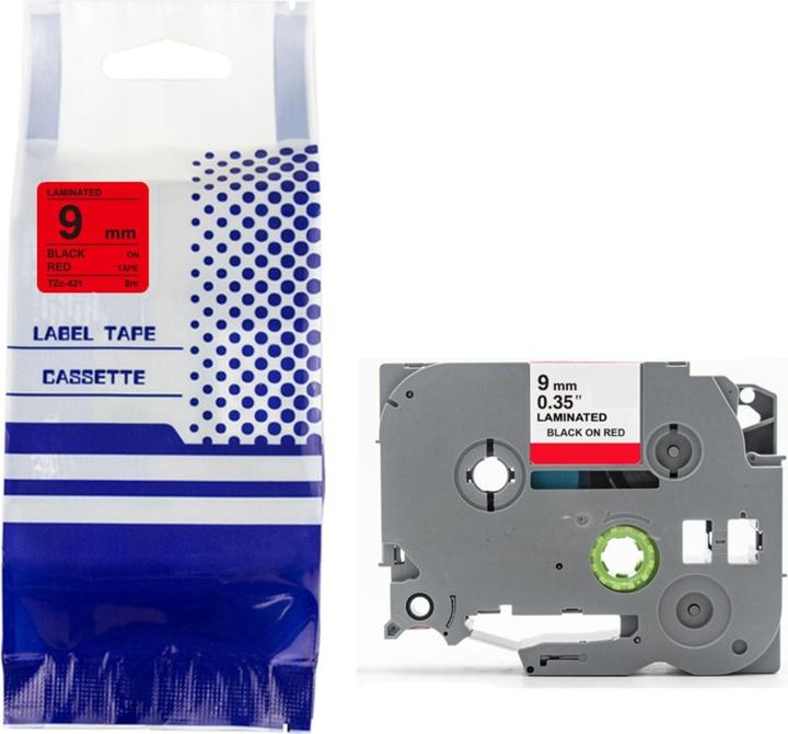 Hermex Alternatives Etikettenband zu Brother TZe-421 Beschriftungsband (0.90 cm, Rot, Schwarz)