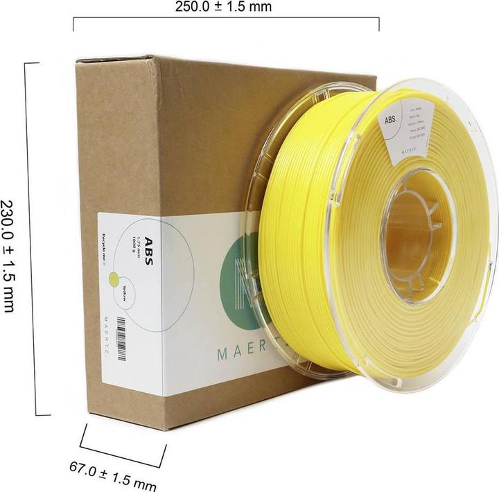Actual product image Maertz ABS yellow 1.75 mm 1,000 g (ABS, 1.75 mm, 1000 g)