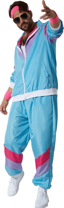 Produktbild tectake Herrenkostüm Retro 80er 90er Jahre Jogginganzug Set (L)