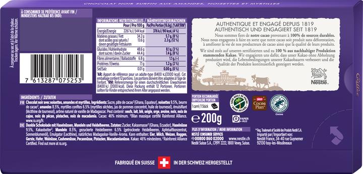 Produktbild Cailler Dunkle Tafelschokolade (200 g)