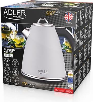 Image du produit Adler AD 1343g Electric, 2200 W, 1.5 L, Stainless steel, 360 ° rotational base, Gray (1.50 l)