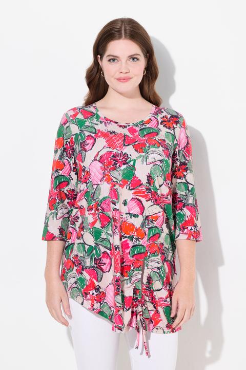 Image du produit Ulla Popken Long T-Shirt, Bande À L'Ourlet, Encolure Ronde, Manches 3/4, Coton Bio (46, 48)