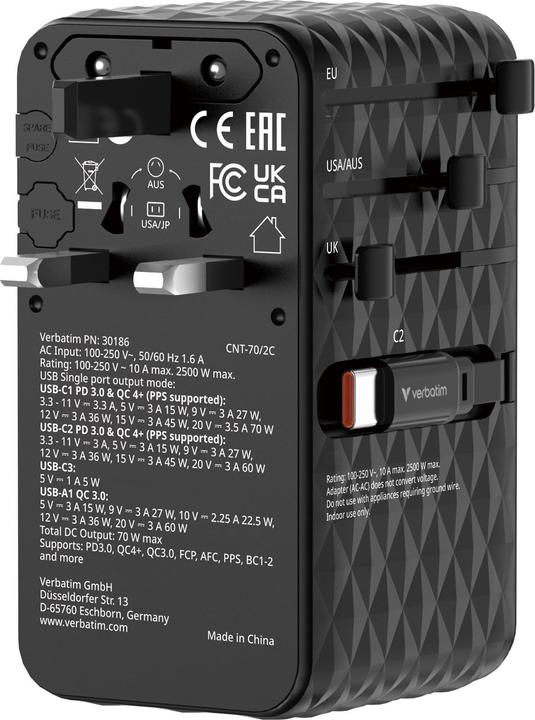 Produktbild Verbatim Charge 'n' Travel 70W 2C (70 W, 2 Ports)