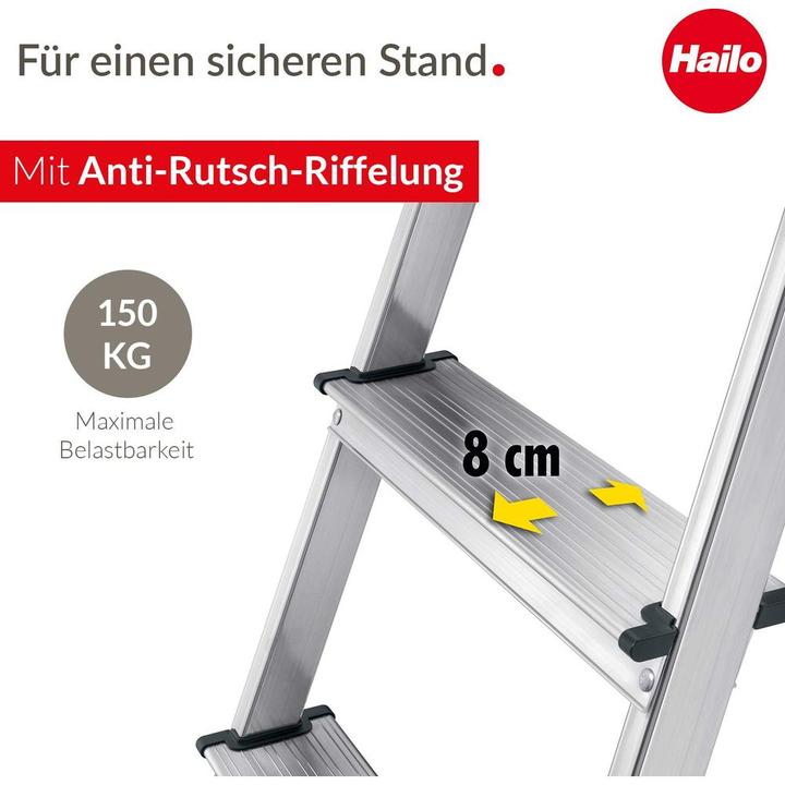 Produktbild Hailo L60 StandardLine, Alu-Sicherheits-Stehleiter, 8 Stufen (Stehleiter, 233 cm)
