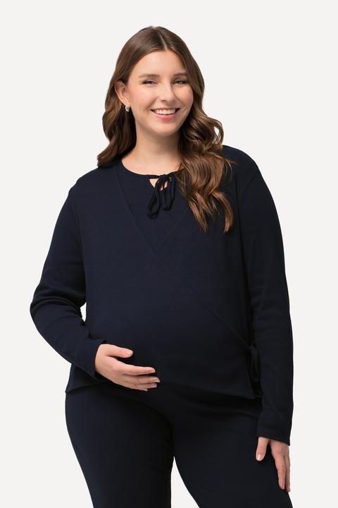 Produktbild Ulla Popken Bellieva Wickeljacke, Regular Fit, Rippjersey, V-Ausschnitt, Langarm (54)