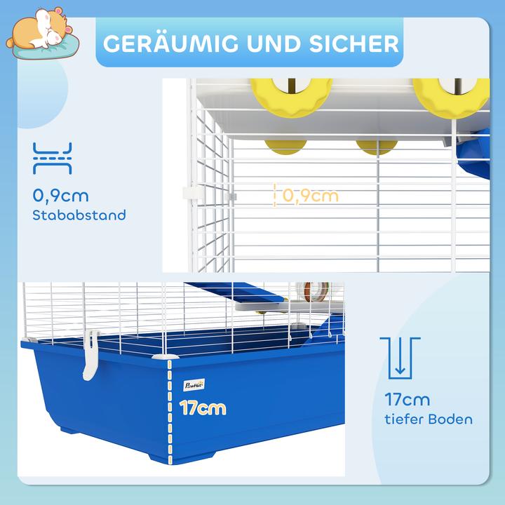 Immagine prodotto PawHut Zwerghamster-Käfig Metall, Kunststoff Blau