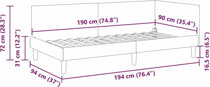 Produktbild vidaXL Tagesbettrahmen (90 x 190 cm)