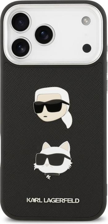 Immagine prodotto Karl Lagerfeld FW Grained Karl & Choupette Heads Pins & Logo case for iPhone 17 Pro Max black (Apple iPhone 17 Pro Max)