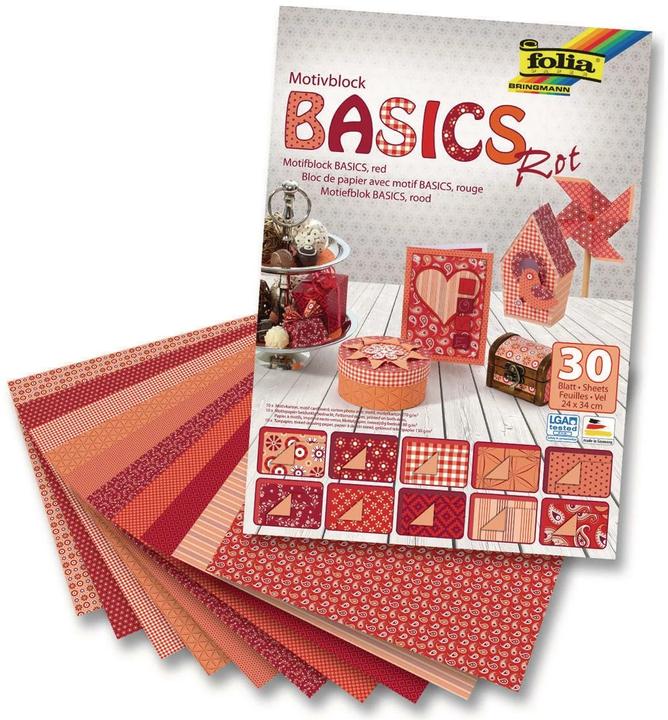Folia Motivblock Basics rot (270 g/m², 30 x)