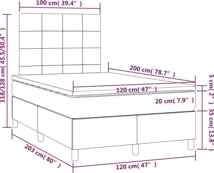 Image du produit vidaXL Boxspringbett (120 x 200 cm)