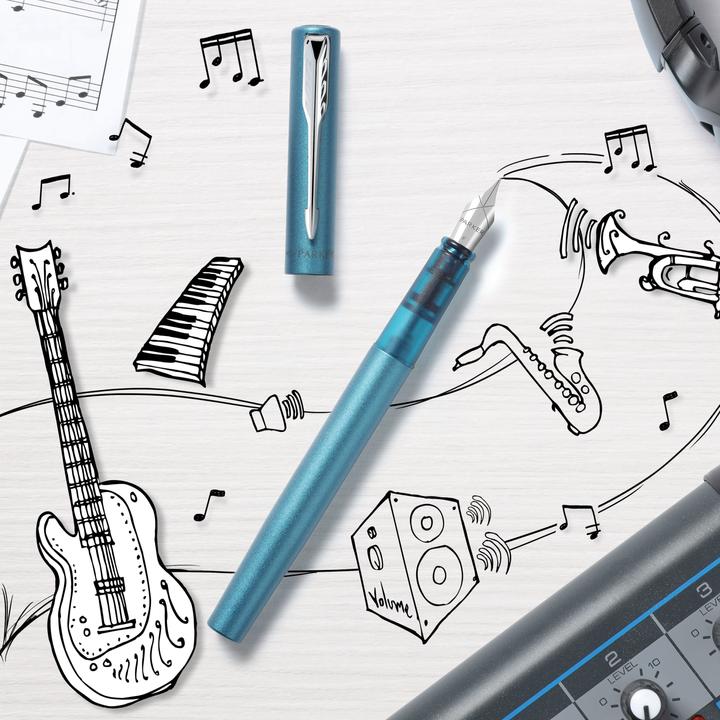 Immagine prodotto Parker Pen Penna stilografica Vector XL Metallic Teal C.C M / Nero (Blu/Nero, 1x)