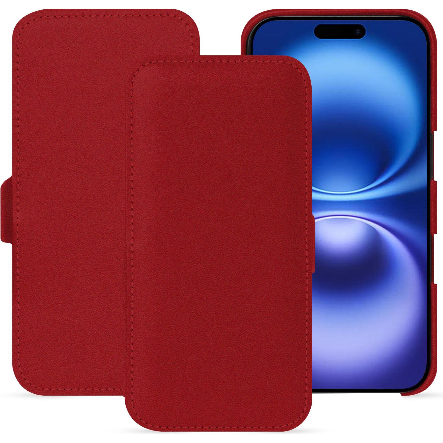 Noreve Lederschutzhülle horizontal (Apple iPhone 16), Smartphone Hülle, Rot