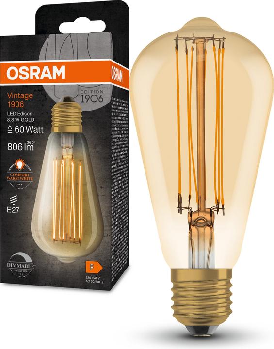 Produktbild Osram Vintage-Lampe (E27, 8.80 W, 806 lm, 1 x, F)