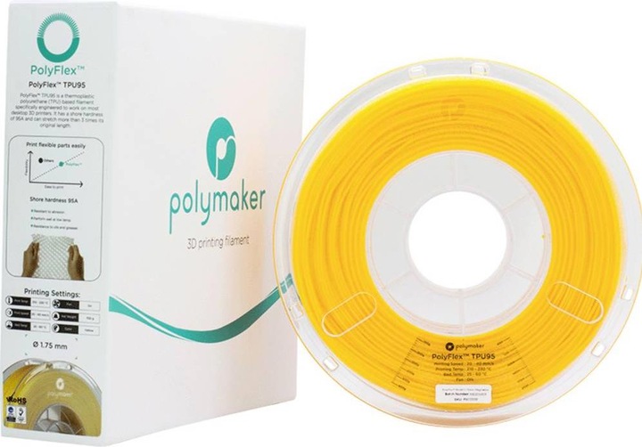 Actual product image Polymaker PD01010 PolyFlex TPU-95A Filament TPU flexible 2.85 mm 750 g Yellow 1 S (TPU, 2.85 mm, 750 g, Yellow)
