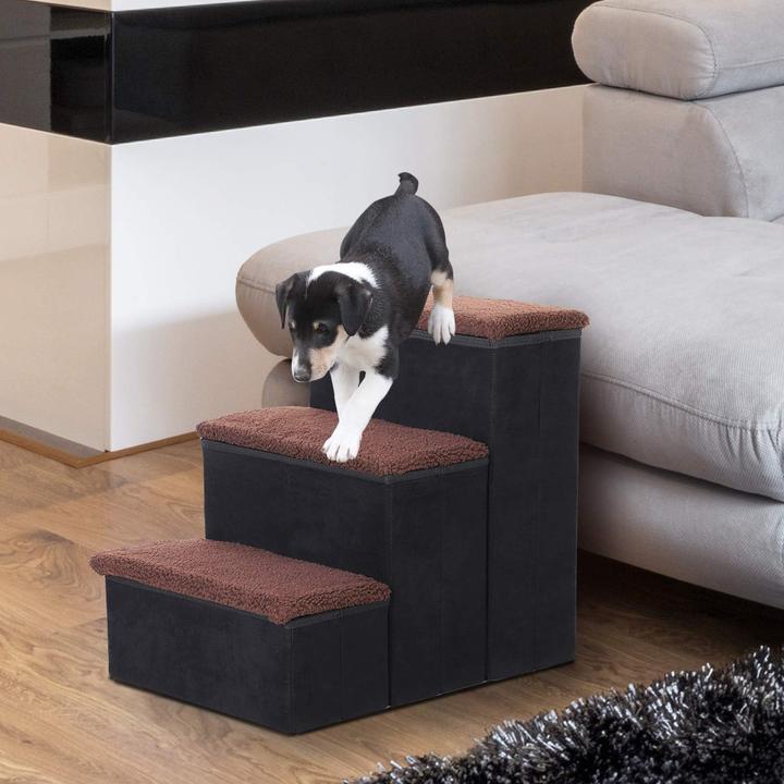 Actual product image PawHut Faltbare Haustiertreppe mit Stauraum (Cat, Dog, Foldable)