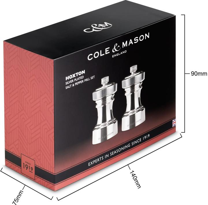 Produktbild Cole & Mason Pfeffer-Salzmühlen Set Hoxton versilbert 10.4x5.5x5.5 cm