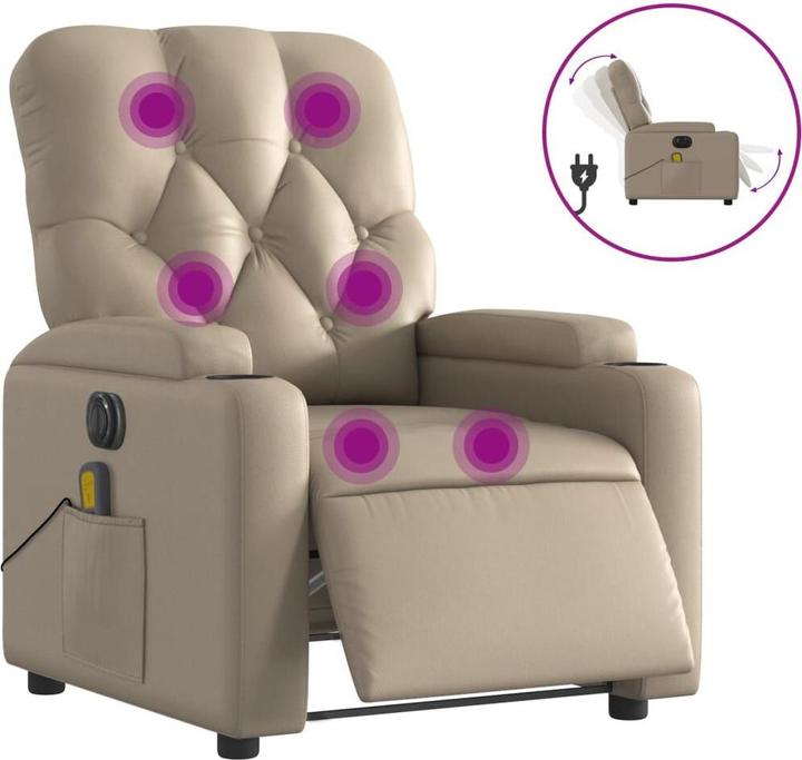 Produktbild vidaXL Massagesessel Fernsehsessel Relaxsessel Elektrisch Cappuccino-Braun