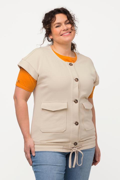 Immagine prodotto Ulla Popken Gilet di felpa di cotone biologico in stile utility con taglio smanicato e scollo rotondo (46, 48)