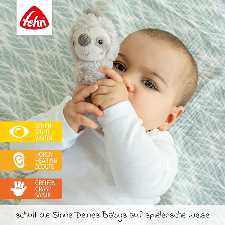 Actual product image Fehn Stabgreifling Faultier, Material: Polyester, Plüsch, Alter