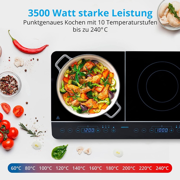 Image du produit Medion Plaque de cuisson double à induction MD 15324, 3500W