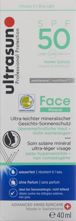 Actual product image Ultrasun Face Mineral SPF50 (Suntan cream, SPF 50, 40 ml, 74 g)