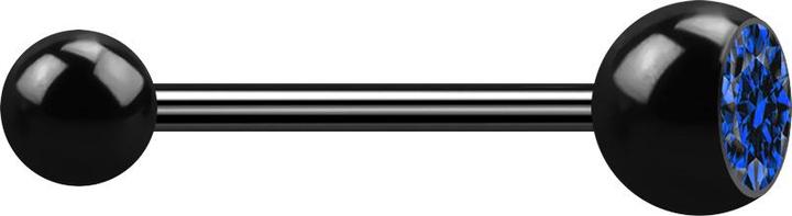 Image du produit Star Piercing Micro Barbell noir avec boule et cristal boule bleu foncé (sans laiton, Acier chirurgical 316L)