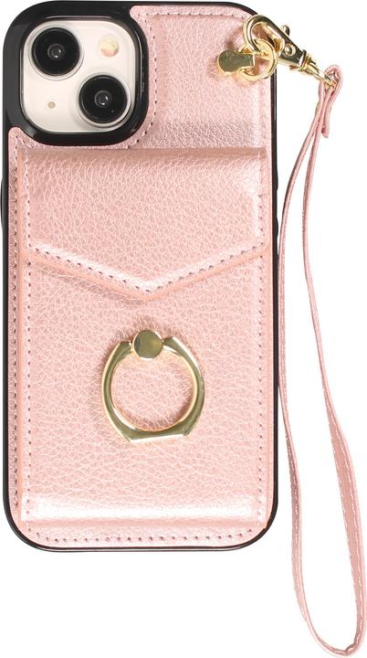 Actual product image PhoneLook DeLuxe elegant leather-look cover with wallet + carrying ring (Apple iPhone 15 Plus)