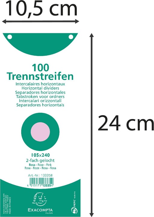 Actual product image Exacompta Separator strips 10.5 x 24 cm, 100 pcs - pink