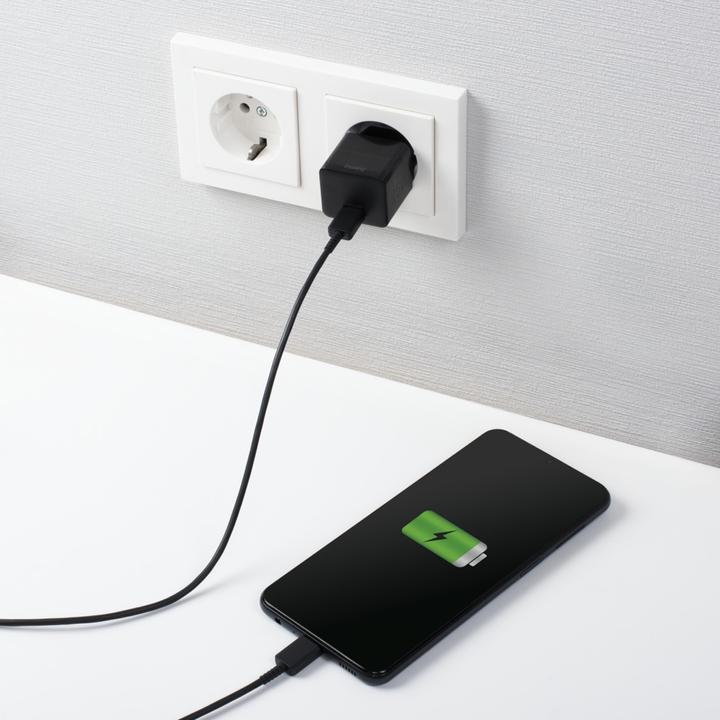 Produktbild Hama Schnellladegerät, USB-C, PD/Qualcomm®, Mini-Ladegerät, 25 W, Schwarz (25 W, 1 Port)