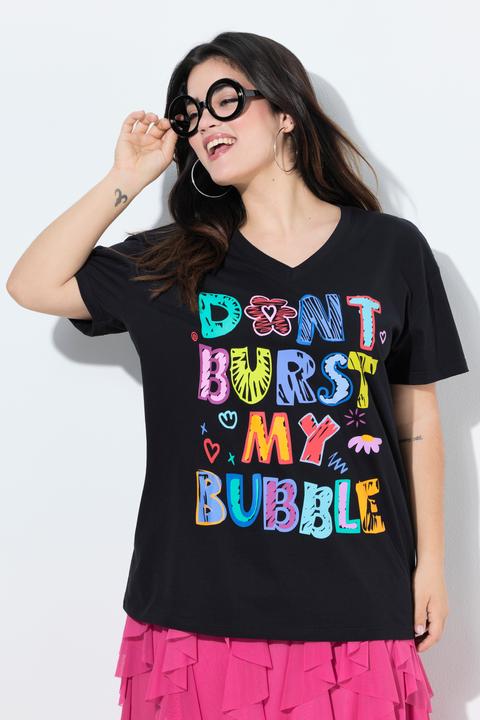 Produktbild Angel of Style T-Shirt, Boxy Fit, bunter Schriftzug (46)