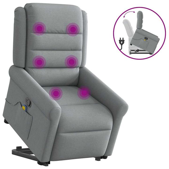 Actual product image VidaXL Massage chair with stand-up aid Light grey fabric