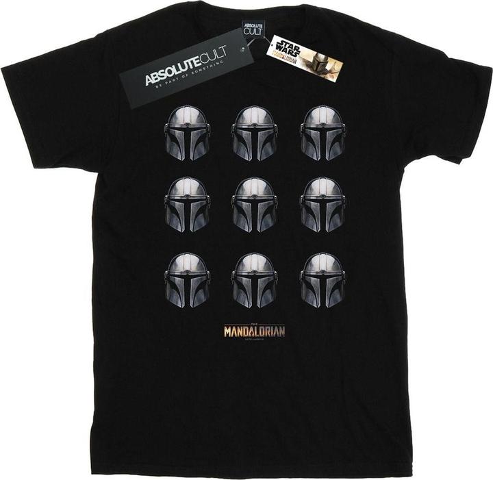 Actual product image Star Wars Mens The Mandalorian Helmet Pattern T-Shirt (M)