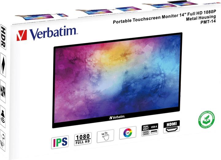 Actual product image Verbatim PMT-14 Portable Touchscreen Monitor 14" Full HD 1080p Metal Housing (1920 x 1080 pixels, 14")