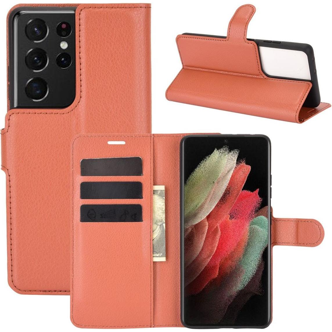 König Design Hülle Handy Schutz für Samsung Galaxy S21 Ultra Case Cover Tasche Etuis Braun (Samsung Galaxy S21 Ultra), S...