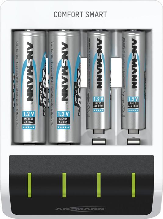 Produktbild Ansmann Comfort Smart Ladegerät (1 Stk., AA / LR6 / LR06 / Mignon / R6 / R14505, AAA / LR03 / Micro / R03 / AM4 / MN2400 / KR03, Ladegerät ohne Akku)