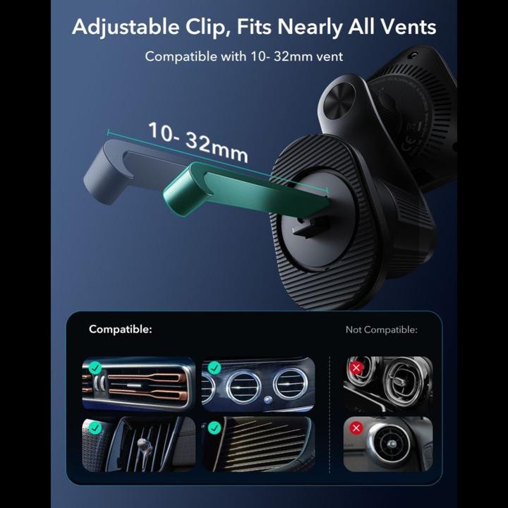 Immagine prodotto ESR Omnilock Cryoboost Magnetic Magsafe Car Mount Caricatore wireless Qi2.2 25w Nero