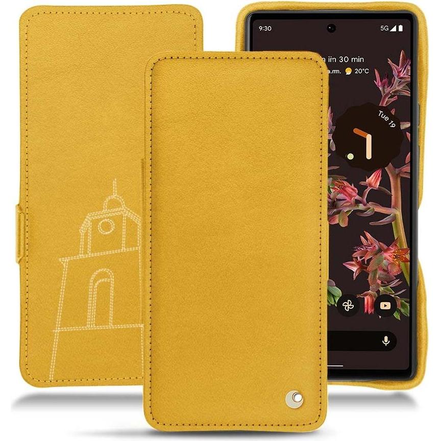 Thumbnail - Noreve Lederschutzhülle horizontal (Google Pixel 6), Smartphone Hülle, Gelb