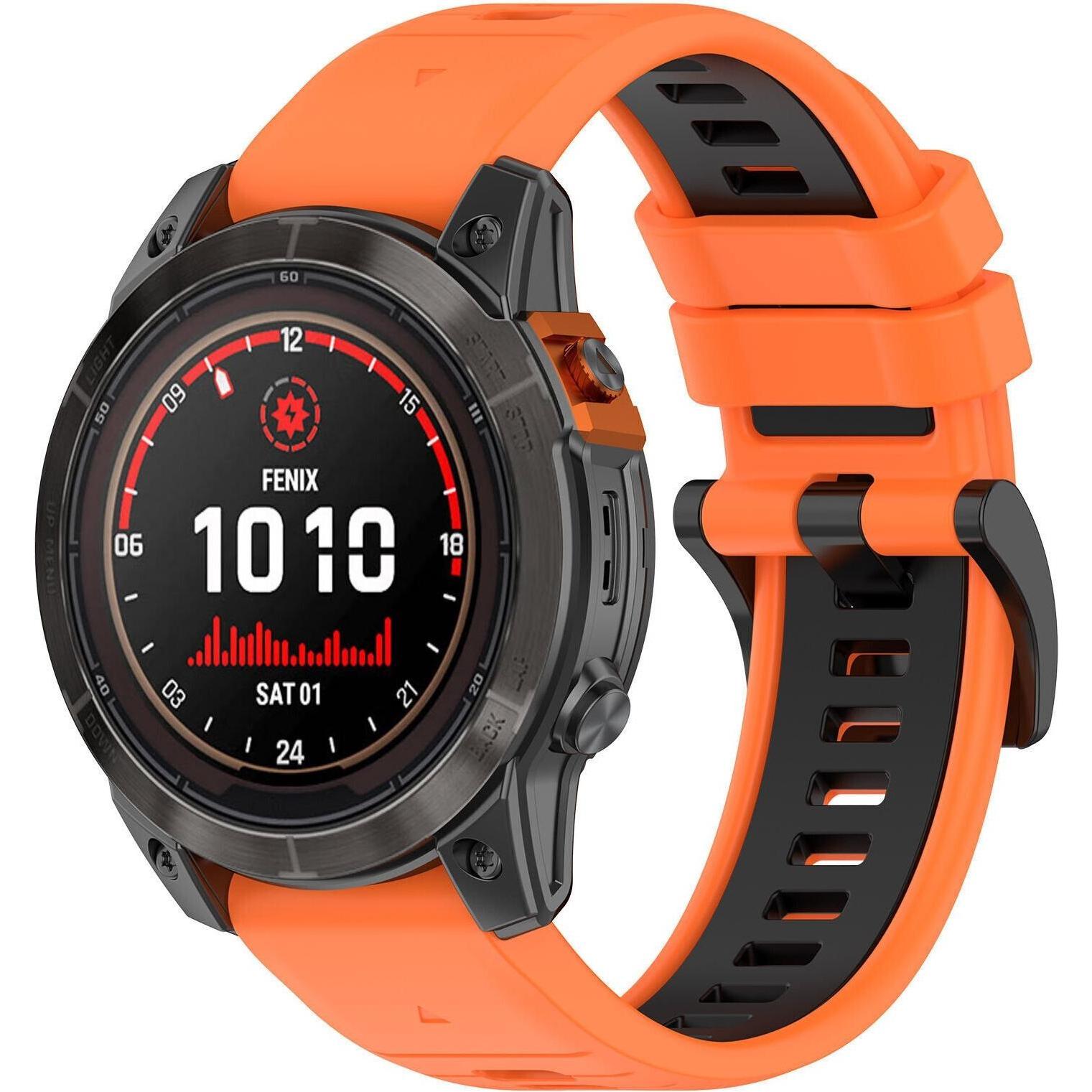 Strap-it Sportarmband (Silikon, fenix 5), Uhrenarmband, Orange, Schwarz