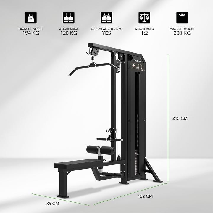 Actual product image Tunturi Platinum Dual Lat Pulldown/Low row cable pulldown station with weight stack