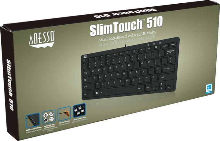 Produktbild Adesso SlimTouch 510 Tastatur USB QWERTY US Englisch Schwarz (US, Kabelgebunden)