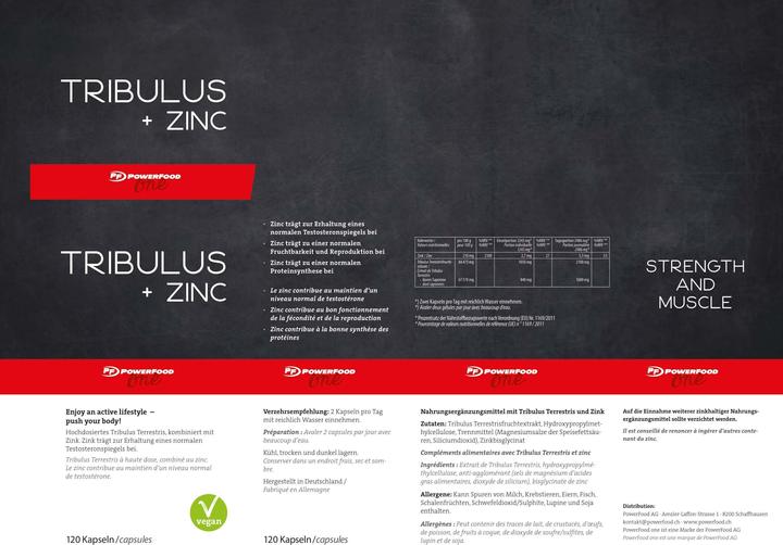 Valori nutrizionali e ingredienti PowerFood One Tribulus + Zinco (120 Pezzo/i, Pillole, 50 g)