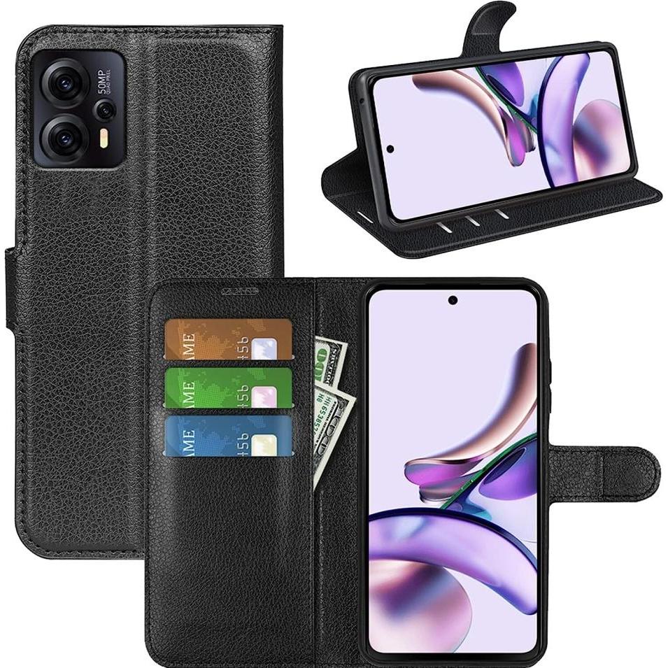 Screenguard Motorola Moto G23 Leather Guard Lederhülle (Motorola Moto G23), Smartphone Hülle, Schwarz