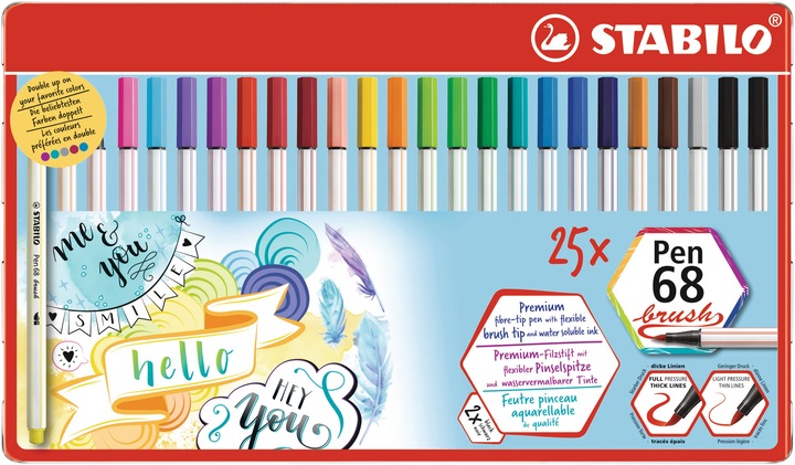 Produktbild STABILO Pen 68 brush Premium-Filzstift (Multicolor, 25 x)