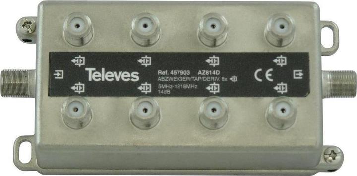 Actual product image Televes AZ814D 8-way splitter 5-1218 MHz AD:14dB 457903 (Manifolds and Branchers)